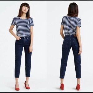 LEVI’S Wedgie Premium Intergalactic Dark Wash Denim Button Zip Size 26